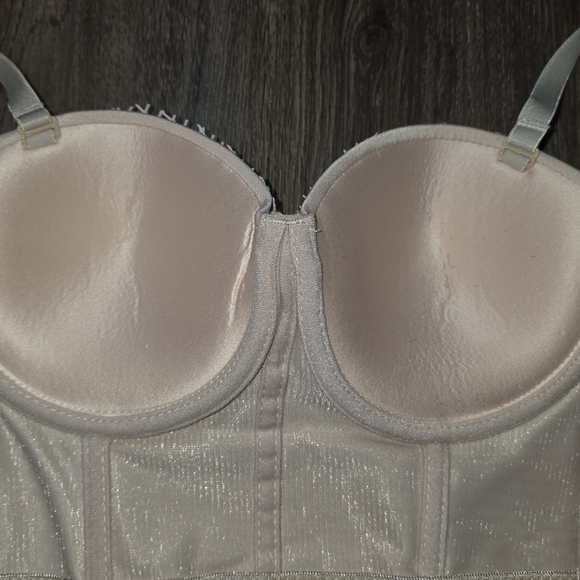Mulla Nude Rhinestone Mesh Corset Bustier Top Sz Small (36B) - Picture 8 of 13